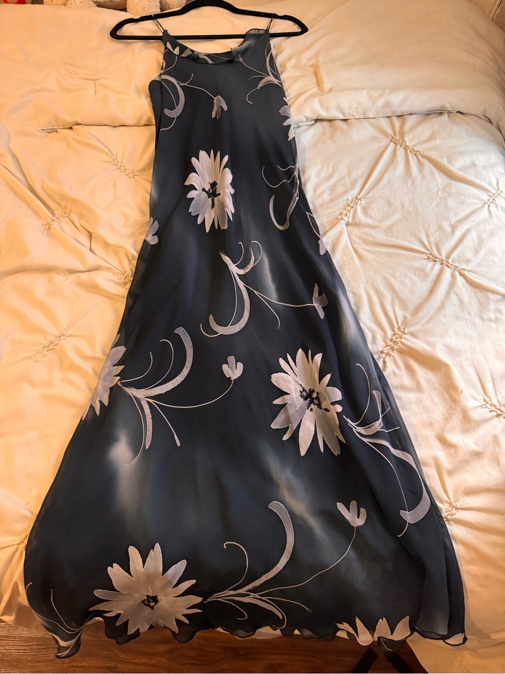 Vintage Alfredo Venini 100% Silk Beaded Floral Maxi Dress M